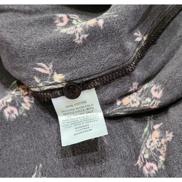Something Navy Brown Floral Button Down Top Extra Small - Picture 6 of 7